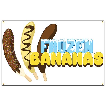 Signmission Frozen Bananas Banner Heavy Duty 13 Oz Vinyl with Grommets B-60 Frozen Bananas